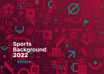 Sports background for event, tournament, invitation, or awards. Layout design template with geometric shapes. Championship in Qatar. Sports background trend 2022.