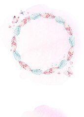 Cute Fairy character watercolor illustration on white background. Magic fantasy cartoon pink fairytale design. Baby girl birthday