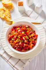 russian vinaigrette, salad of diced cooked veggies
