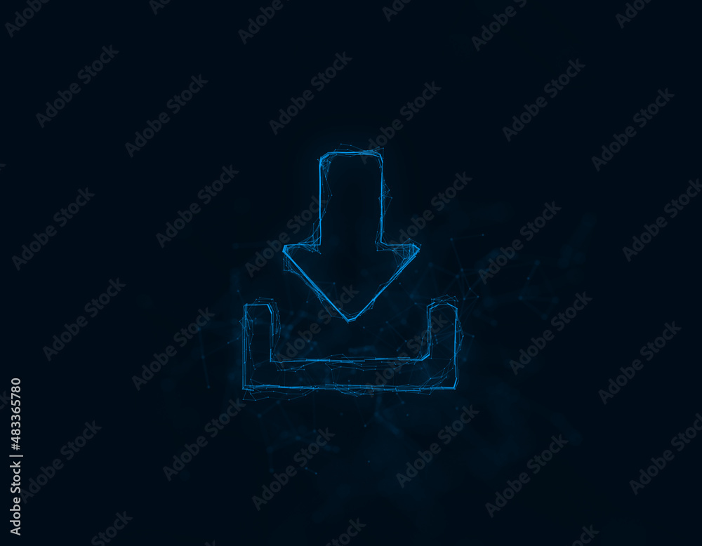 Poster download icon with plexus effect. connected lines with dots. illustration