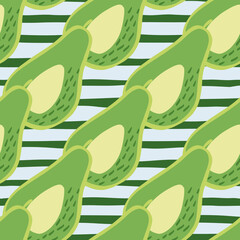 Doodle avocado seamless pattern. Hand drawn botanical backdrop.