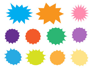 Starburst speech bubbles set. Bursting icon. Starburst isolated icons set