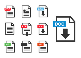 PDF Download icon. File download icon. Document text, symbol web format information