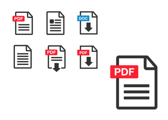 PDF Download icon. File download icon. Document text, symbol web format information
