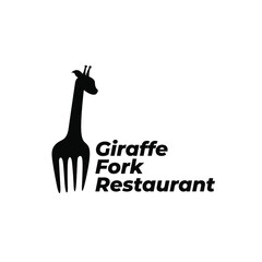 abstract giraffe fork restaurant logo concept. Vector illustration
