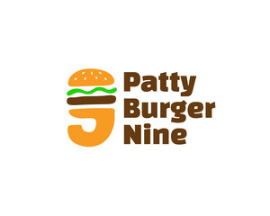 lettering number 9 burger logo concept. Vector illustration