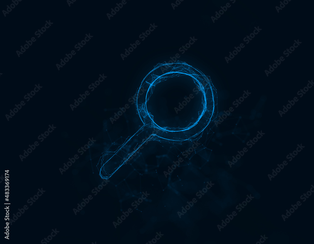 Aufkleber Search line icon with plexus effect. Connected lines with dots. Illustration