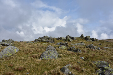 Fototapeta na wymiar Large Rocks and Stones on Top of a Fell