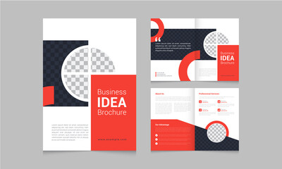 Corporate Business bifold brochure template with modern, minimal and abstract design