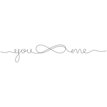 You and me - single line drawing with infinity symbol. Vector illustration.