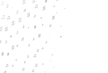 Light Silver, Gray vector texture with musical notes.