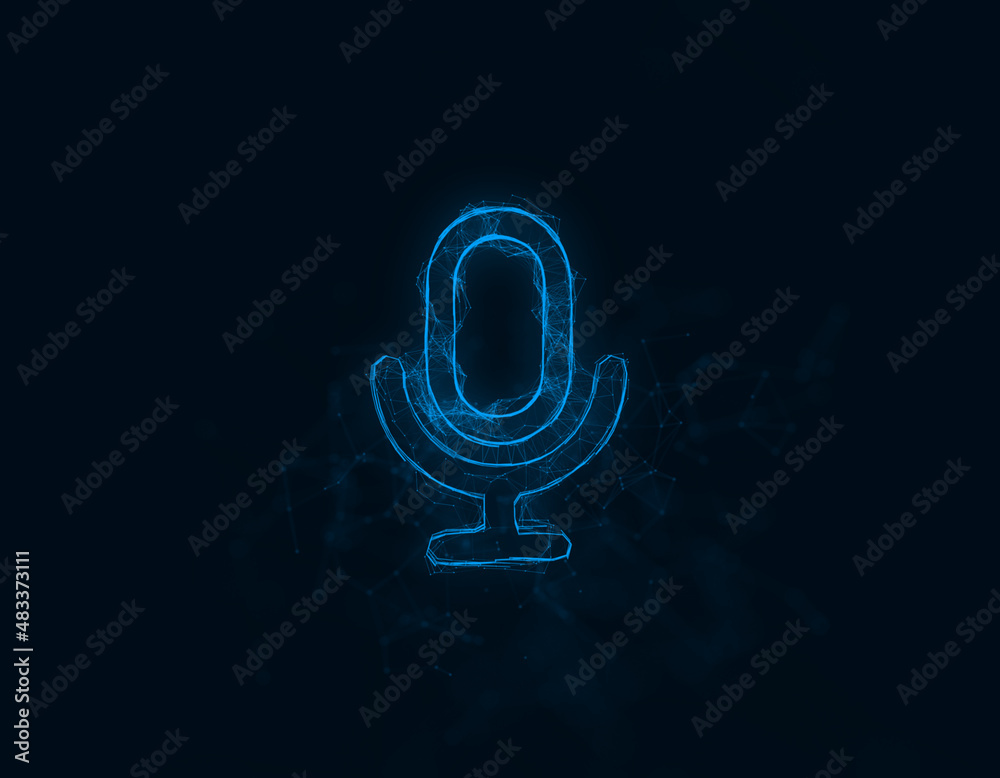 Leinwandbilder microphone icon with plexus effect. connected lines with dots. illustration