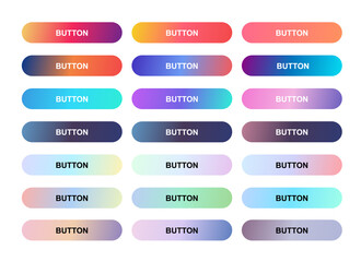 3 colors gradient buttons set. Website interface buttons.