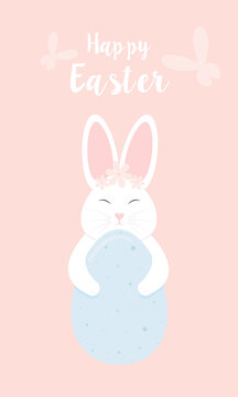 Easter bunny and egg. Happy Easter. Vector illustration.