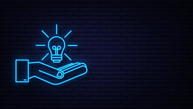 Light bulb icon with hands. lamp, incandescent bulb. Motion Graphic