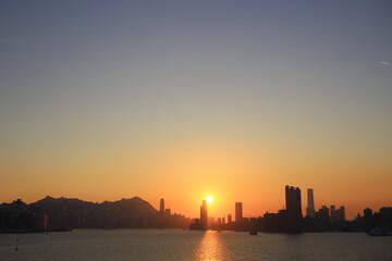 Fototapeta na wymiar Beautiful Victoria Harbor in HK