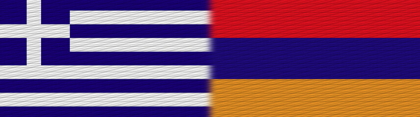 Armenia and Greece Fabric Texture Flag – 3D Illustration