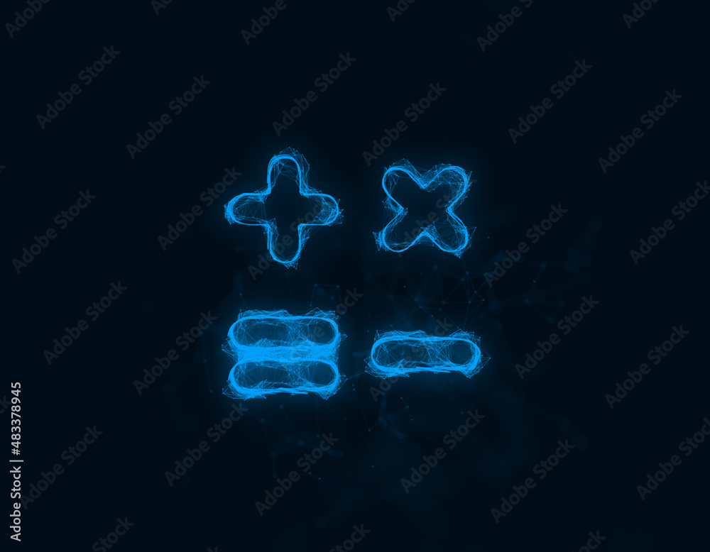 Poster Calculator symbol icon with plexus effect. Connected lines with dots. Illustration