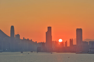 Hong kong at sunset time.