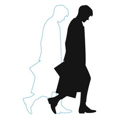 Man worker silhouette design with his shadow line.