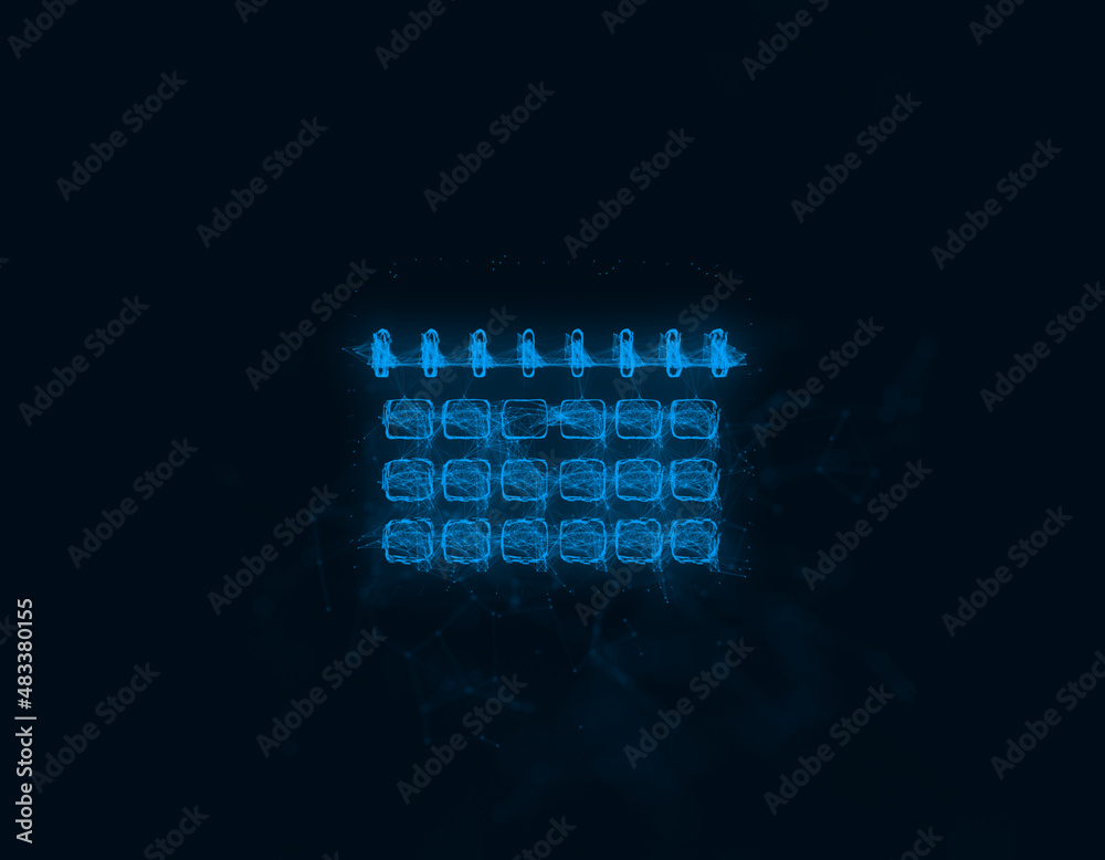 Leinwandbilder calendar icon with plexus effect. connected lines with dots. illustration