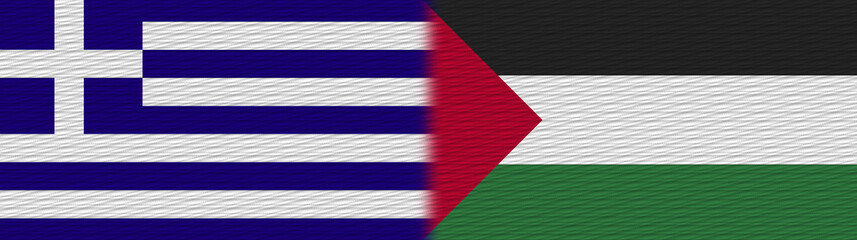 Palestine and Greece Fabric Texture Flag – 3D Illustration