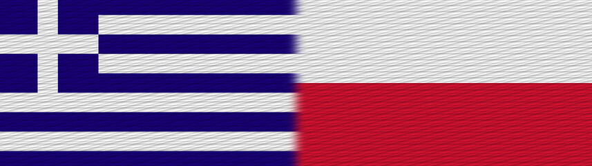 Poland and Greece Fabric Texture Flag – 3D Illustration