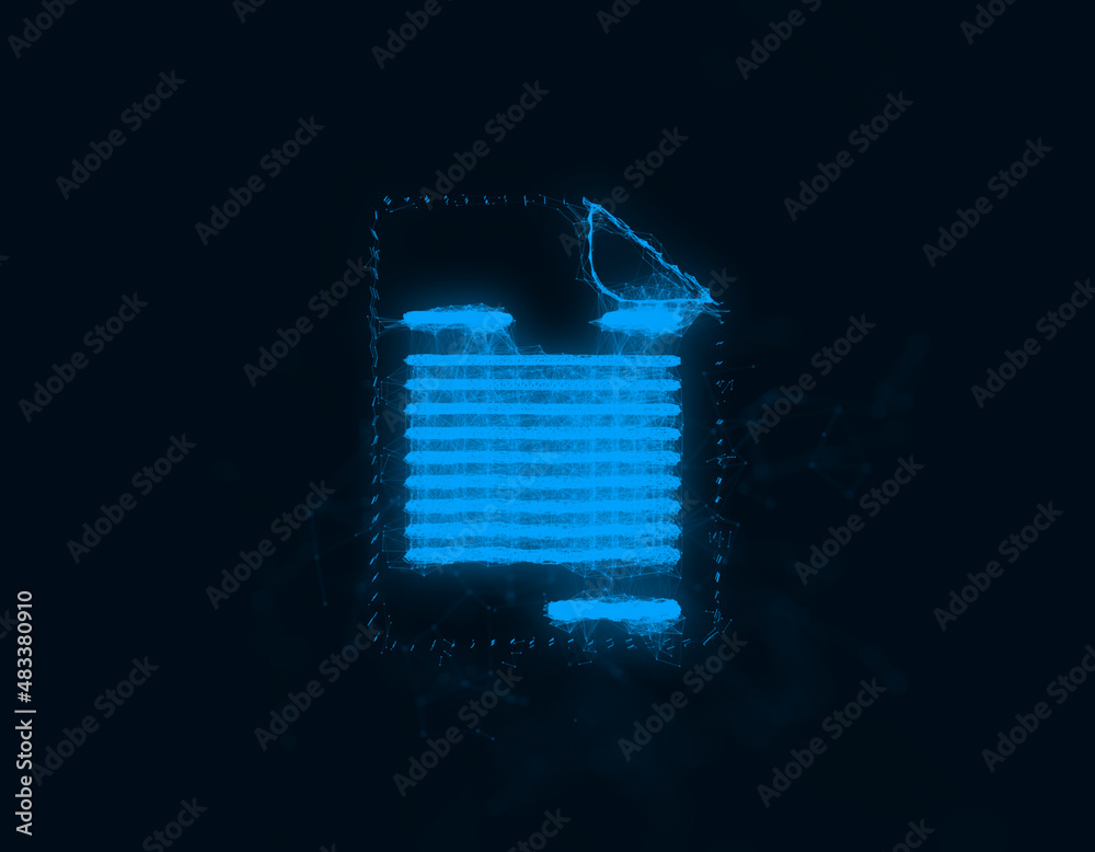 Aufkleber Document icon with plexus effect. Connected lines with dots. Illustration