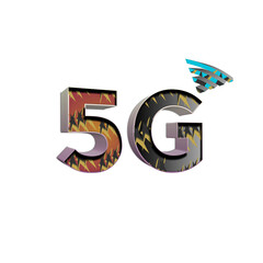 Illustration of abstract texture 3d 5G network, isolated on a white background