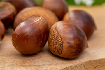 Autumn delicacies, chestnuts, white, white background
