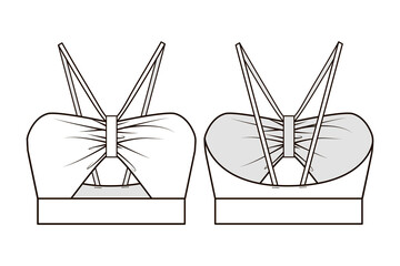 Fashion technical drawing of jersey croped top with spaghetti straps