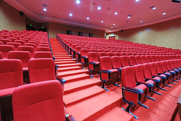Fototapeta premium The red row chairs are in the theater, North China