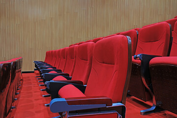 Fototapeta premium The red row chairs are in the theater, North China