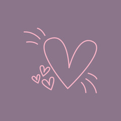 cute vintage hearts in children's style. hand-drawn card. for holidays, weddings, birthdays, valentine