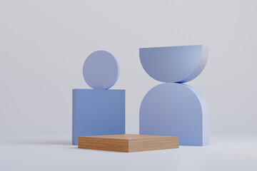 Pastel displays podium for mock up and products presentation on minimal background, Cosmetic mockup - 3D illustration