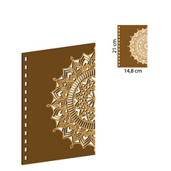 Wooden Notebook with Wood Art laser cut. A5 Spiral Notebook with Wooden Cover. Wooden Journal laser cut file.
