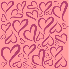 vector background of hearts in muted pink color.
