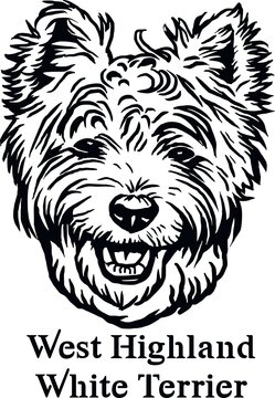 West Highland White Terrier - Funny Dog, Vector File, Cut Stencil for Tshirt