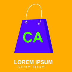 minimalist logo online shop and marketplace with grape color and gradient color on text