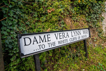 London, UK. July 20, 2021. Signboard direction for the white cliff of dover. The cliff is made of white chalk