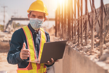 Construction Engineer and Construction Site Survey Check the quality of the structure with modern...