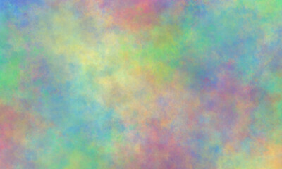 Abstract translucent watercolor background in purple, blue, green, yellow and pink tones. Copy space, horizontal banner.