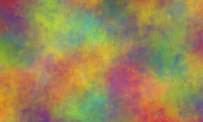 Abstract translucent watercolor background in purple, blue, red, yellow, orange and green tones. Copy space, horizontal banner.