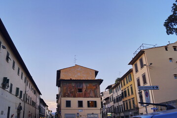 Fototapeta na wymiar Fresco in Calza square in Florence, Italy