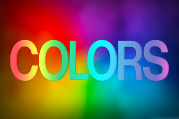Illustration with the word Colors on a background with the colors of the rainbow 