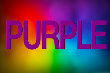 Obraz premium Illustration with the word Purple on a background with the colors of the rainbow 