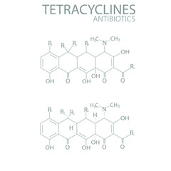 Tetracyclines (antibiotics) molecular skeletal chemical formula.	