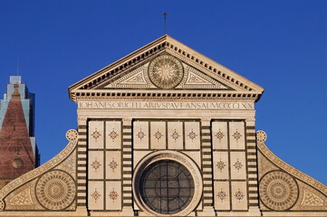 Fototapeta premium Detail of the facade of the church of Santa Maria Novella in Florence, Italy