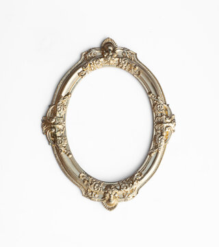golden vintage antique victorian frame isolated on white background