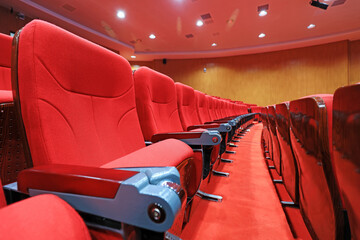 The red row chairs are in the theater, North China